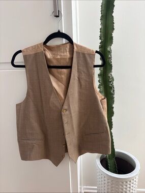 Italian Vintage Tan Wool-Blend Vest - Men’s/Oversized womans